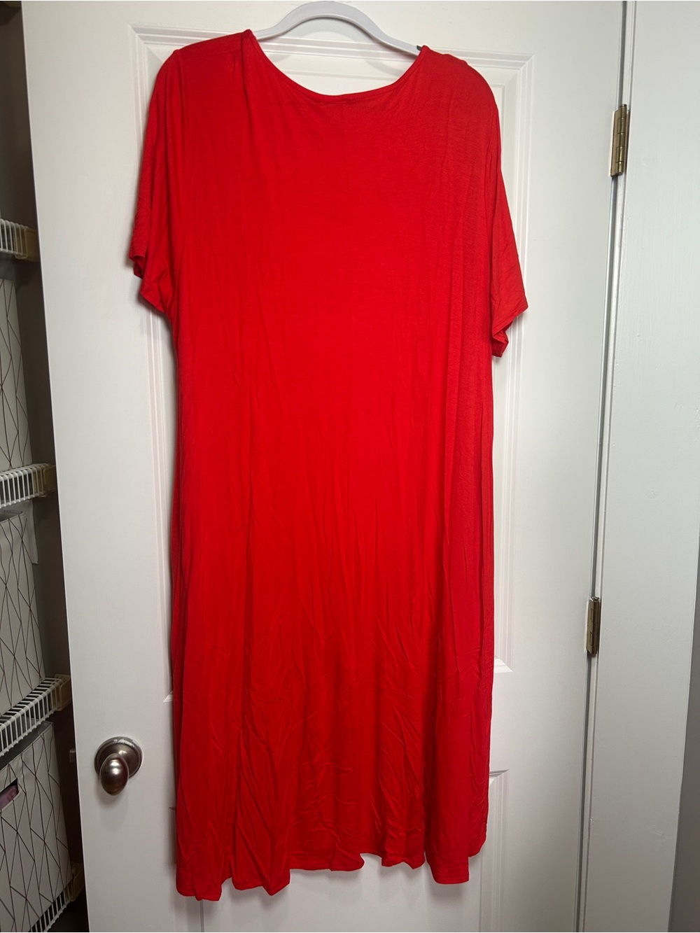 Red Short-Sleeve Swing Dress - Comfortable Everyday Style - Picture 6 of 6